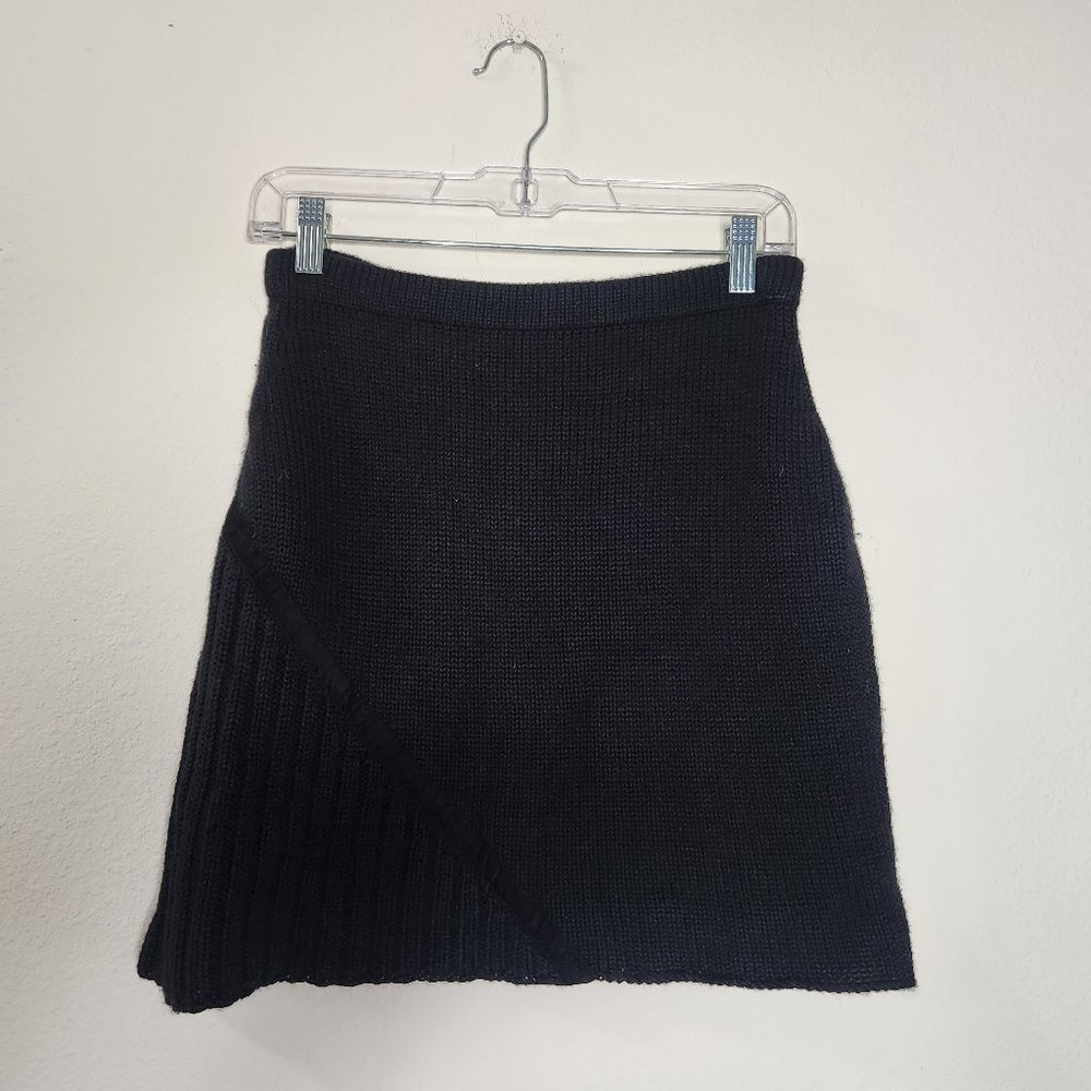 Santiago Womens 3 Black Cashmere Linen Silk Knitted High Waist A-line Mini Skirt